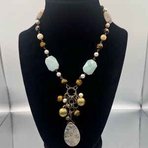 Ann Taylor Semi-Precious Gemstone Pendant Beaded Necklace